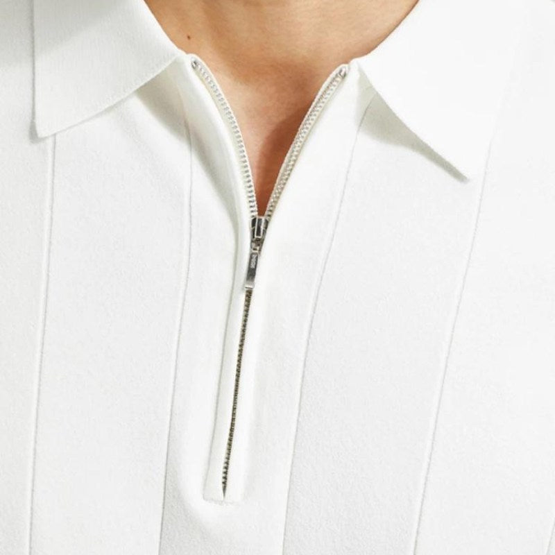 Fedor | Warm gebreid poloshirt voor heren – halve rits, ademend katoen, casual en smart-casual top
