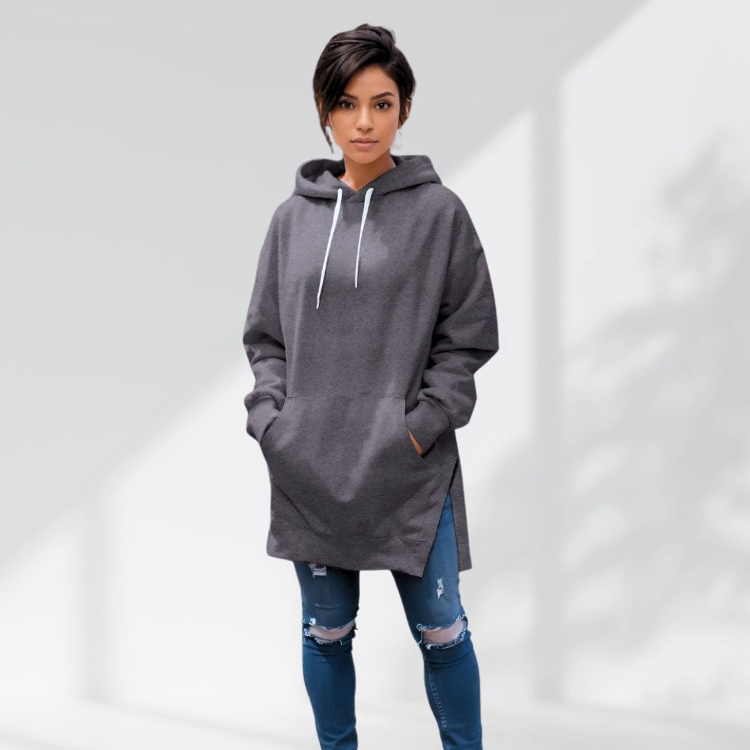 Hilaria | Oversized hoodiejurk voor dames – zachte premium stof, relaxte pasvorm met zakken