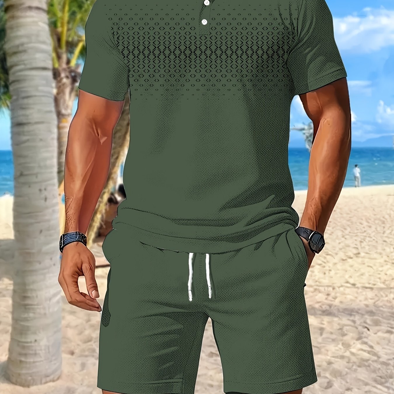 Baylor | Herenset 2-delig zomersportief - poloshirt & koordshort met zakken