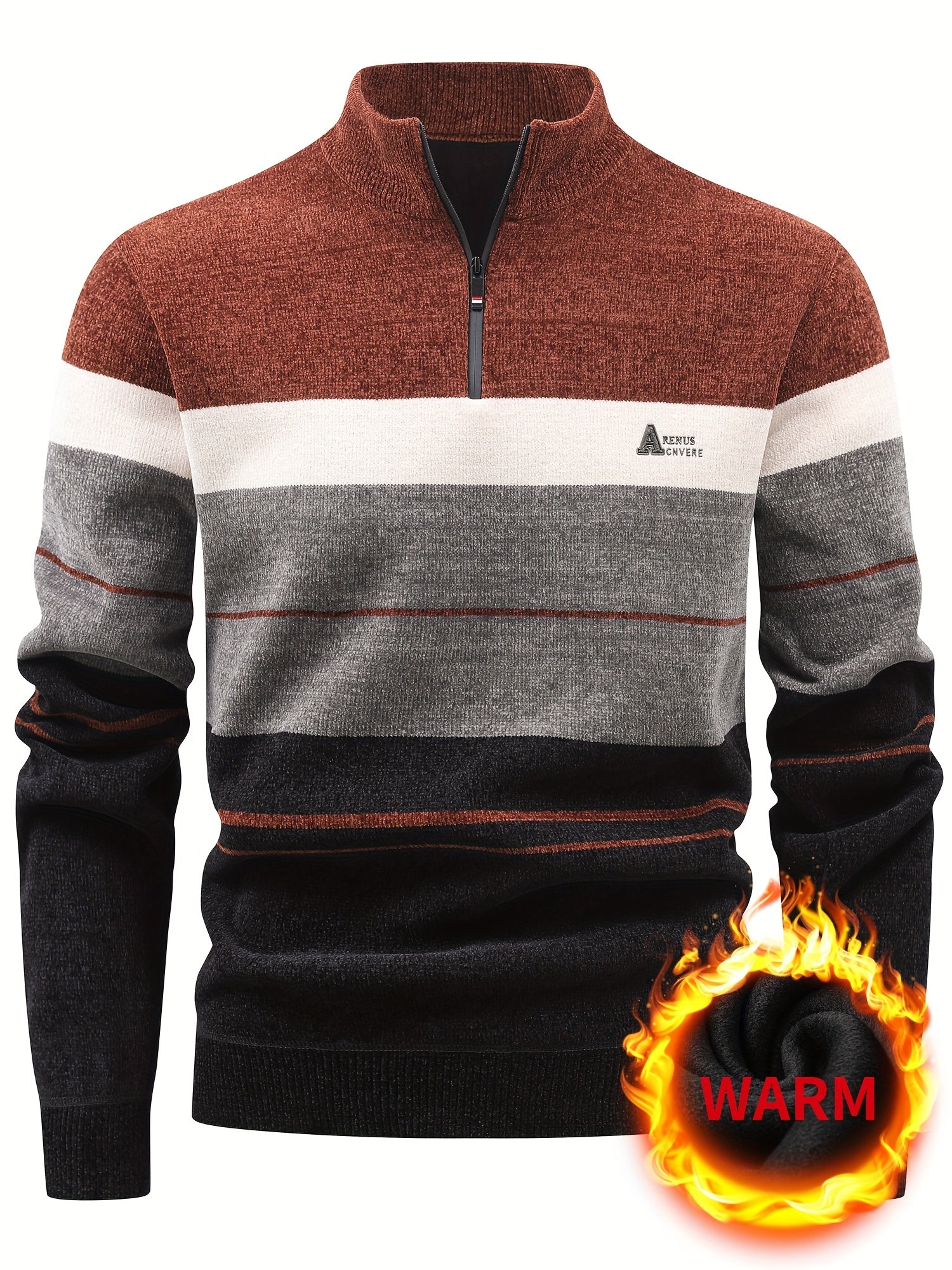 Peder | Herenpullover met fleecevoering – Comfortabele herfst-/wintertrui met kwartritssluiting