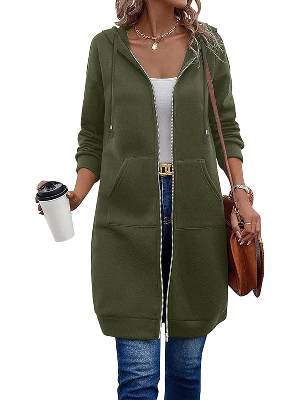 Nicolina | Lange damesjas met capuchon en ritssluiting – Warme, lichtgewicht, casual bovenkleding