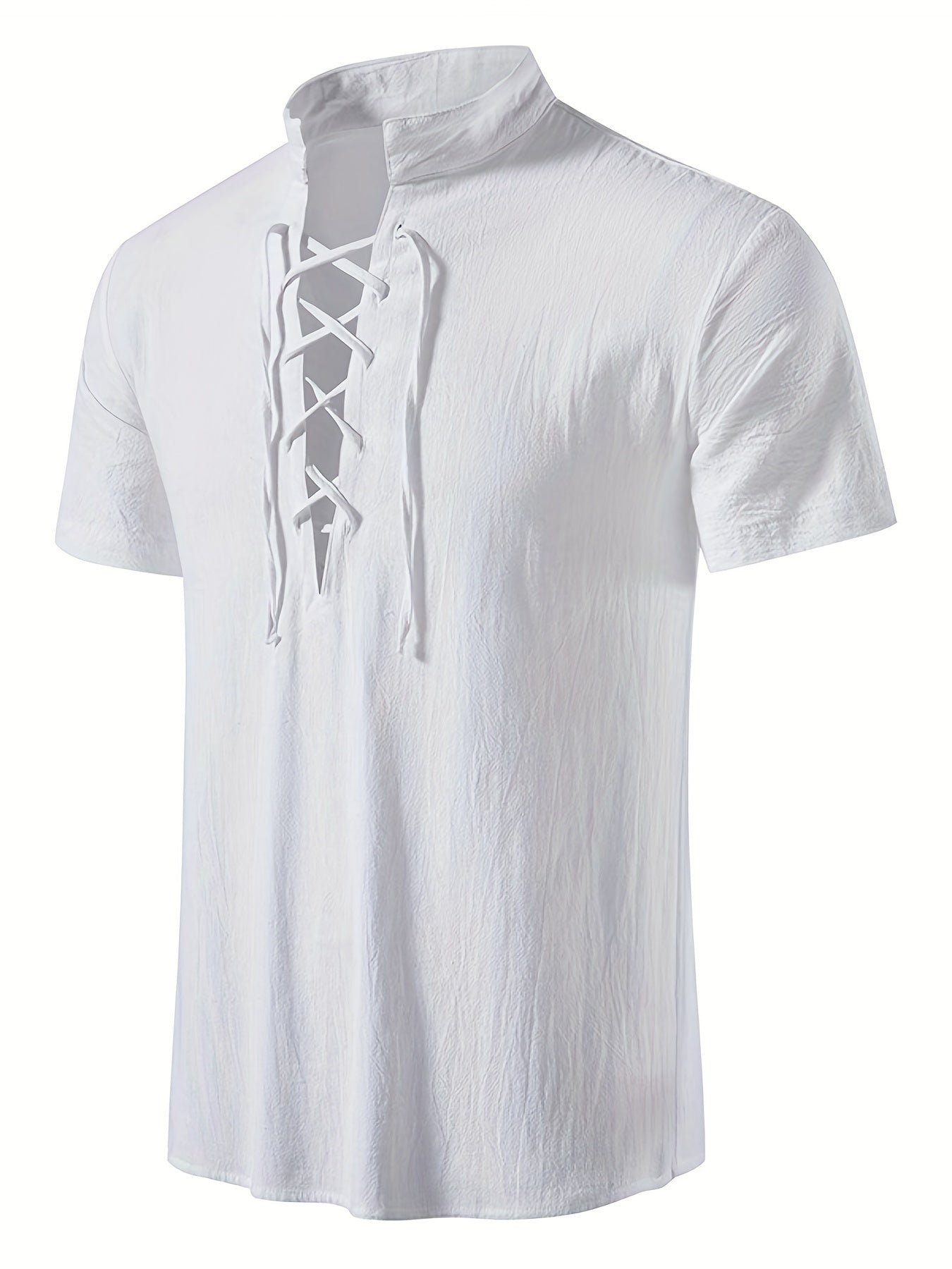 Ukko | Katoenen overhemd met korte mouwen voor heren - lichtgewicht lace-up retrostijl