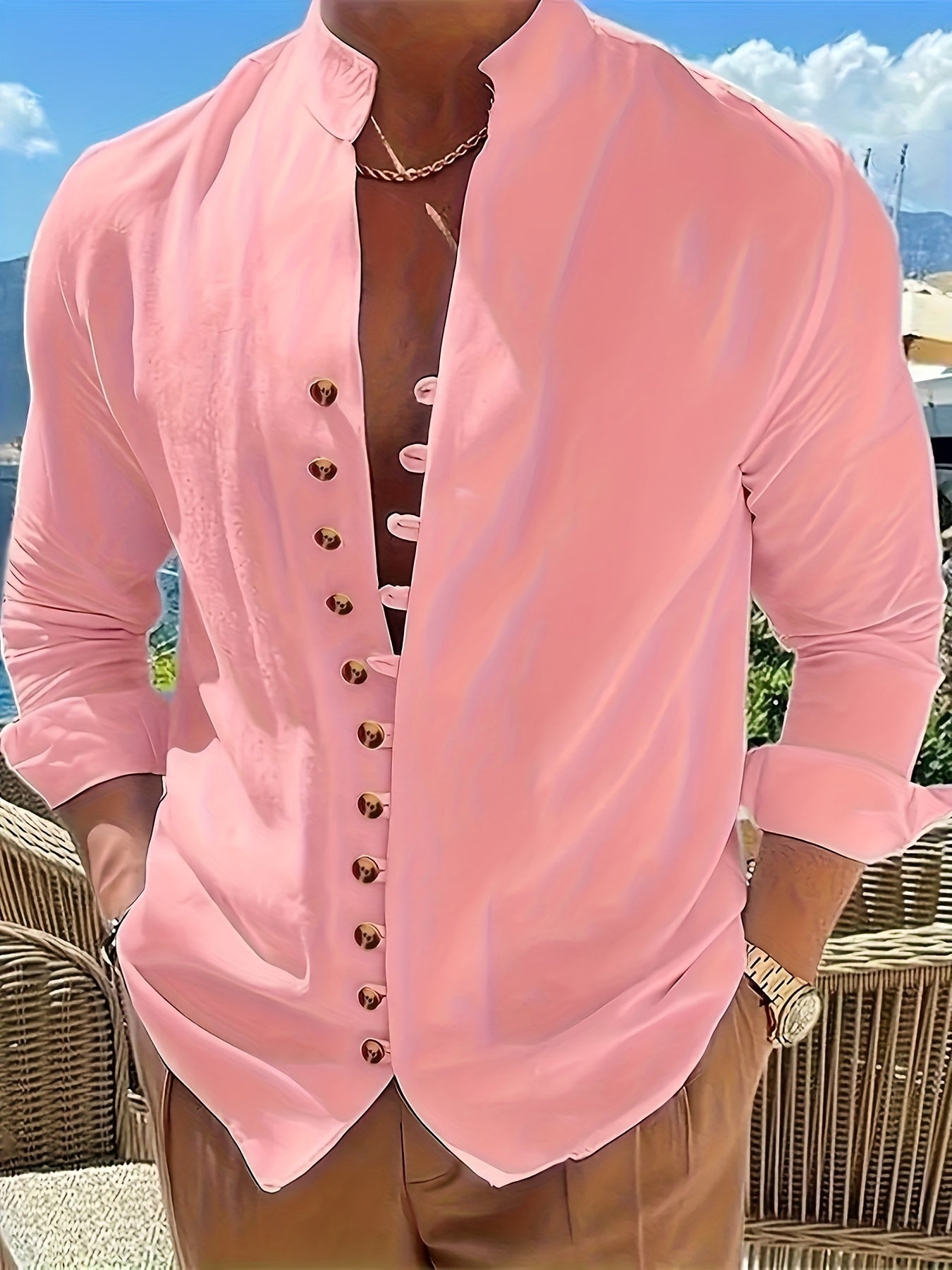Ziven | Retro Casual Lange Mouwen Overhemd van Heren met Contrastkleurige Knopen