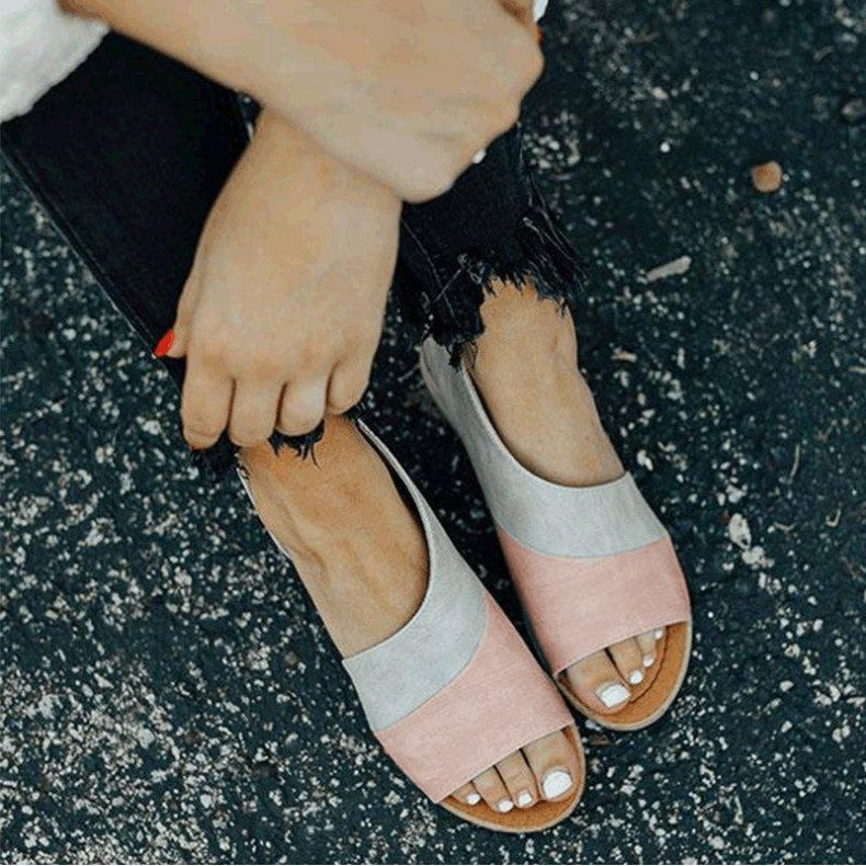 Strivana | Leren sandalen met open teen - Lage blokhak, chique zomer dress sandalen