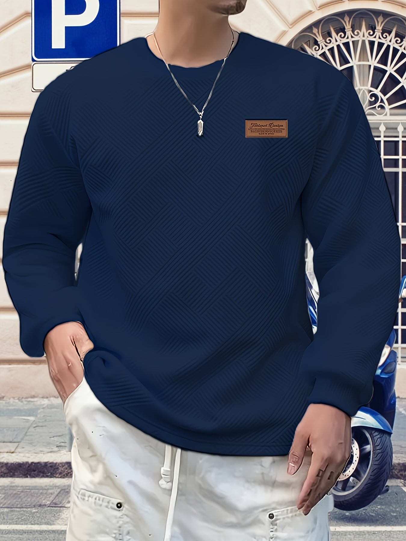 Eirikur | Zwaar geometrisch sweatshirt met ronde hals – Casual pullover, comfortabel in de herfst en winter