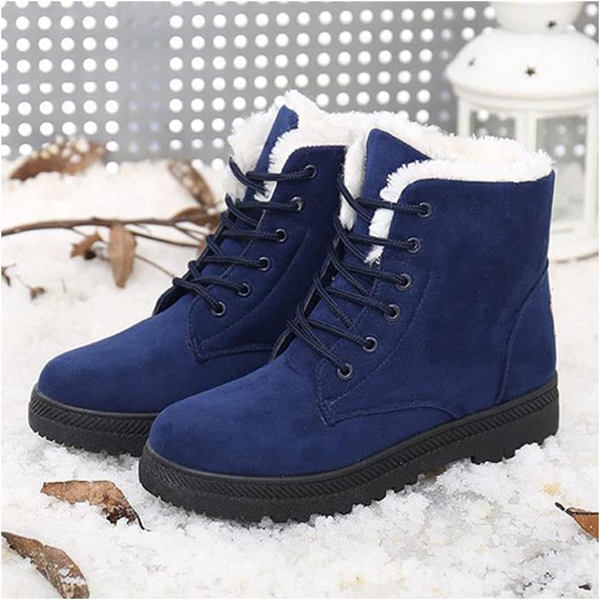 Fawna | Geïsoleerde, met bont gevoerde sneeuwlaarzen voor dames - anti-slip veterschoenen voor in de winter