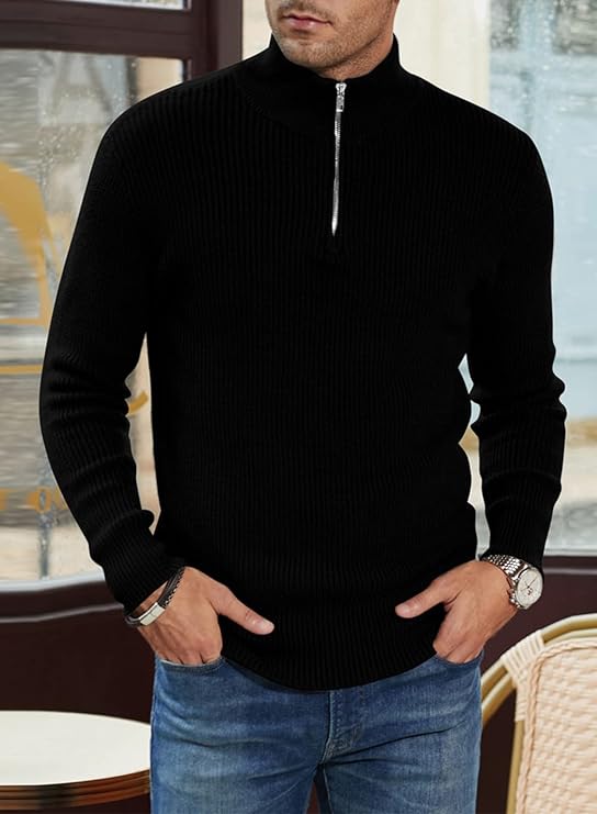 Zyric | Stijlvolle herentrui met halve rits – Premium gebreide casual pullover