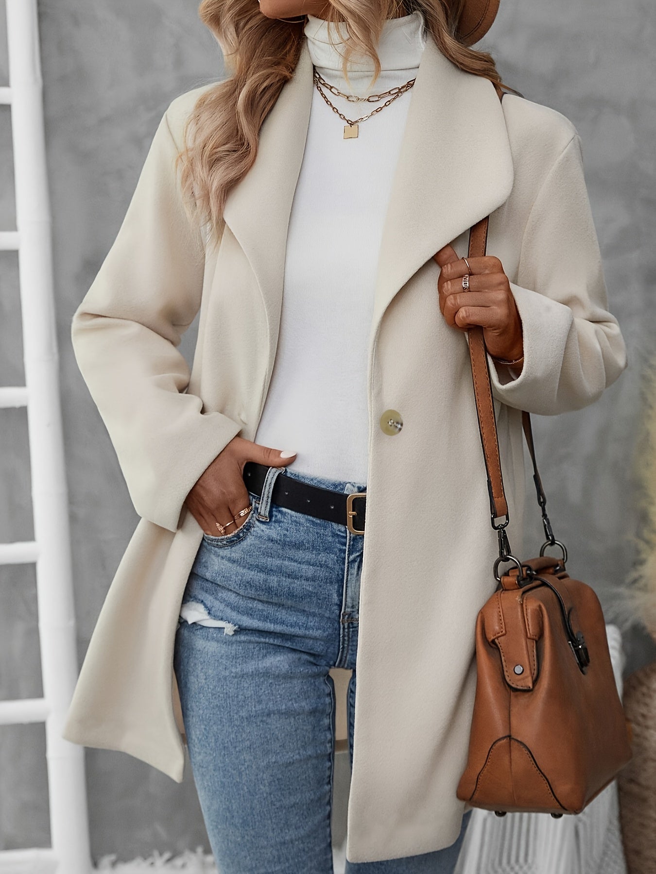 Cyrinae | Stijlvolle Blazer voor dames met brede kap - Lange Mouw Jas, Elegante Fall/Winterjas