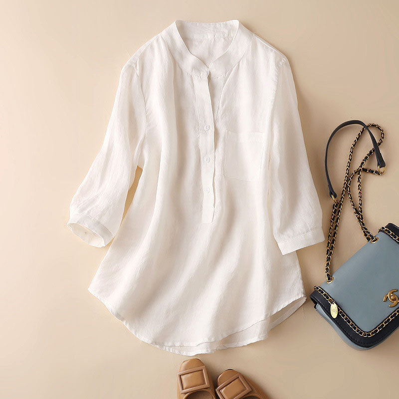 Faerinne | Dames Blouse van Katoen Linnen - Lichtgewicht & Comfortabele Casual Top