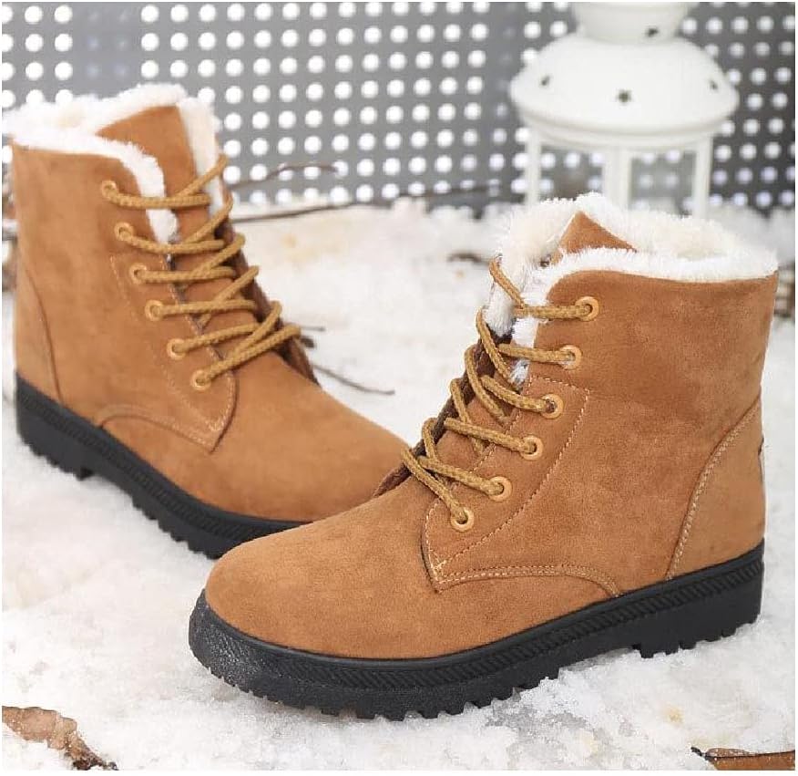 Fawna | Geïsoleerde, met bont gevoerde sneeuwlaarzen voor dames - anti-slip veterschoenen voor in de winter