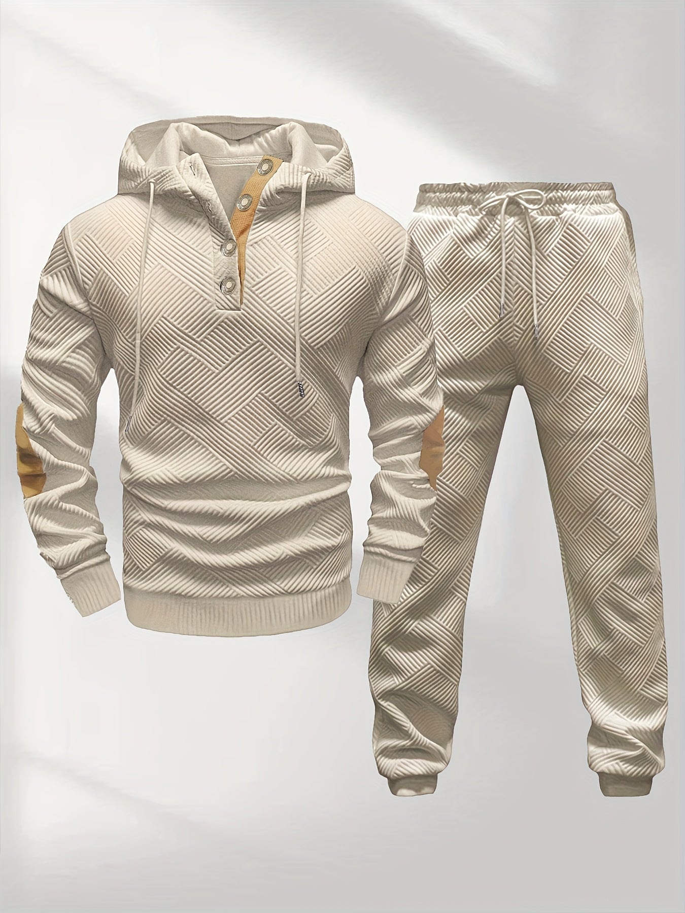 Petrus | Casual 2-delige gebreide jacquard hoodie en broek voor heren – Comfortabele modieuze sweatshirt en joggingpak