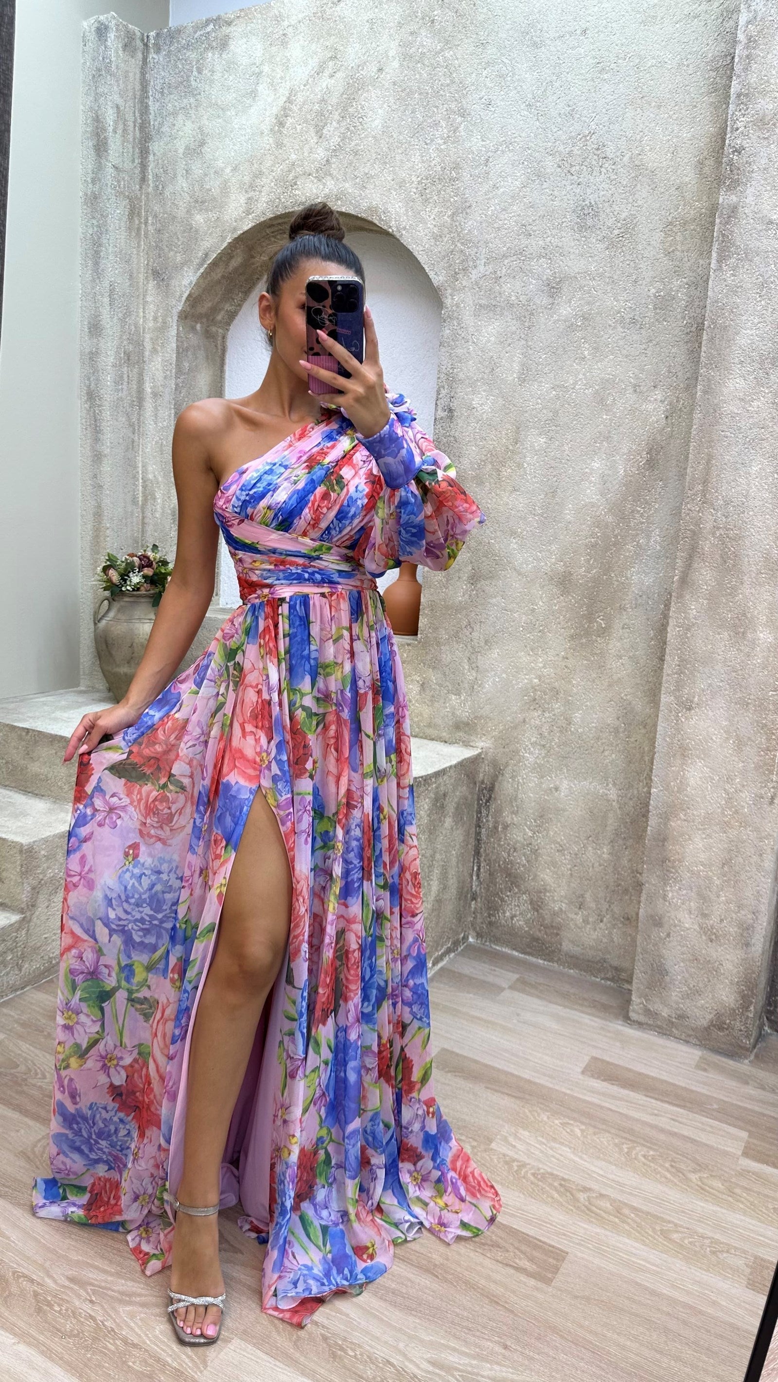 Orsola | Elegante Maxi-jurk met één schouder voor vrouwen - Soepelvallende pasvorm