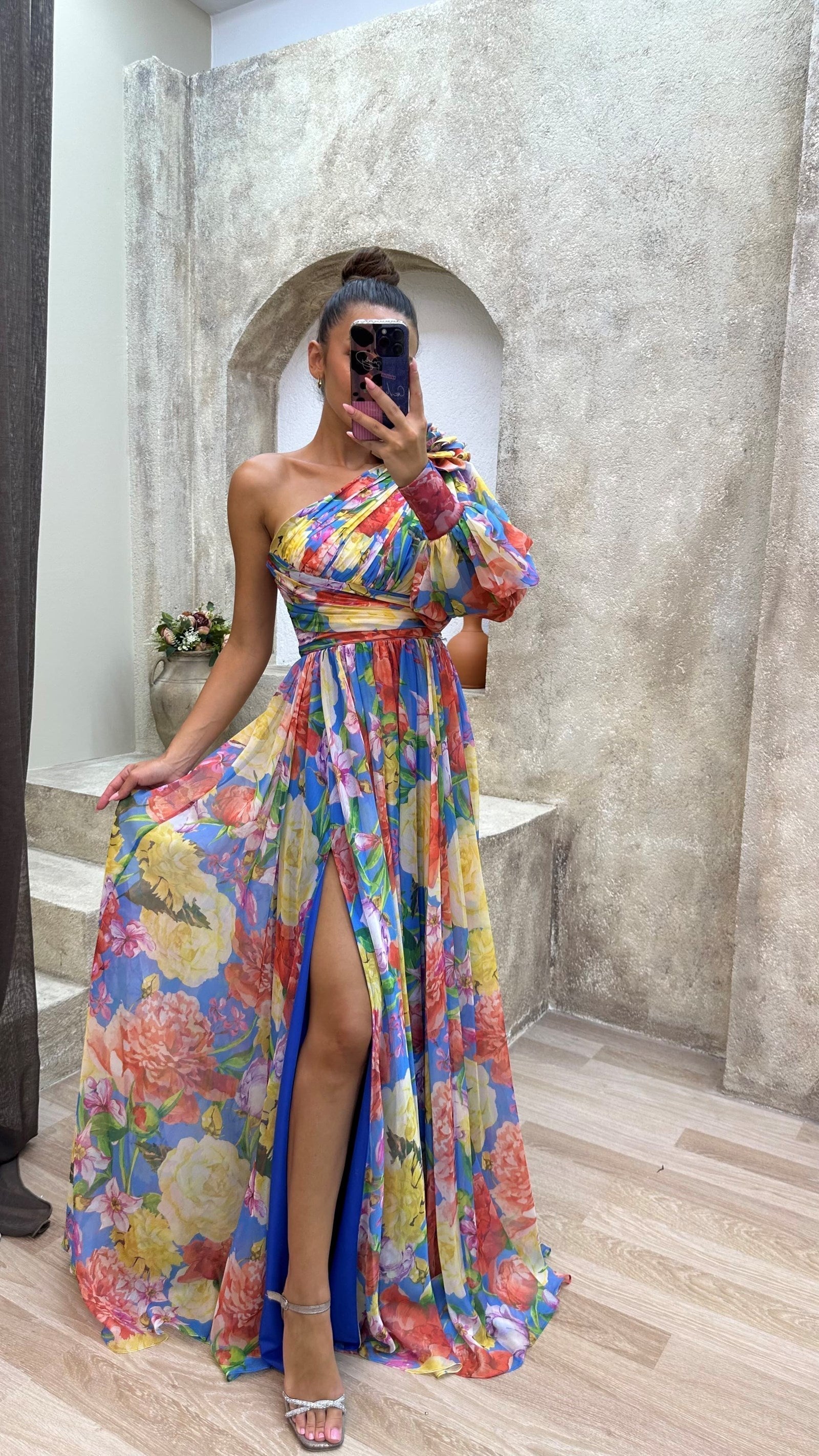 Orsola | Elegante Maxi-jurk met één schouder voor vrouwen - Soepelvallende pasvorm