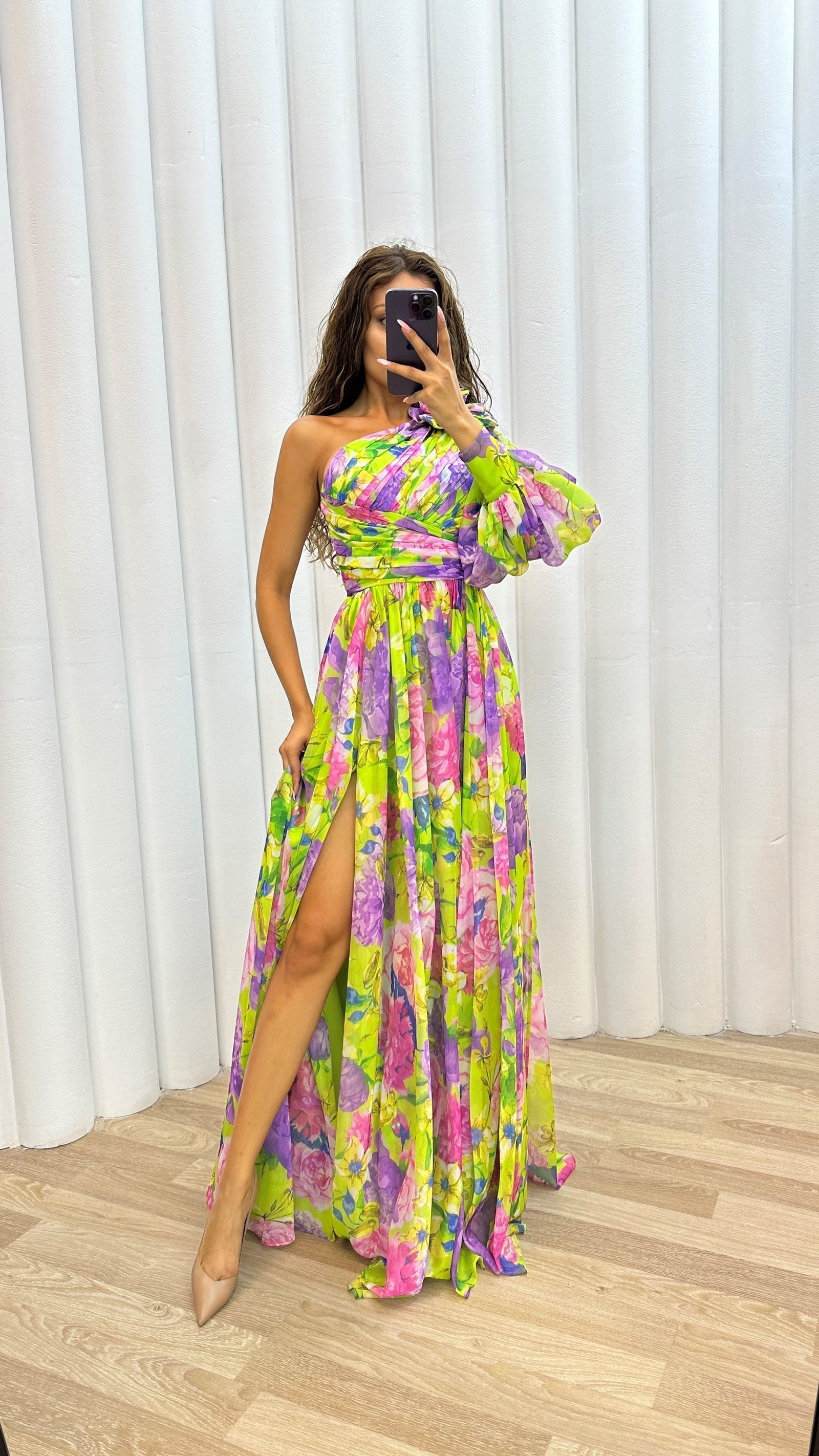 Orsola | Elegante Maxi-jurk met één schouder voor vrouwen - Soepelvallende pasvorm