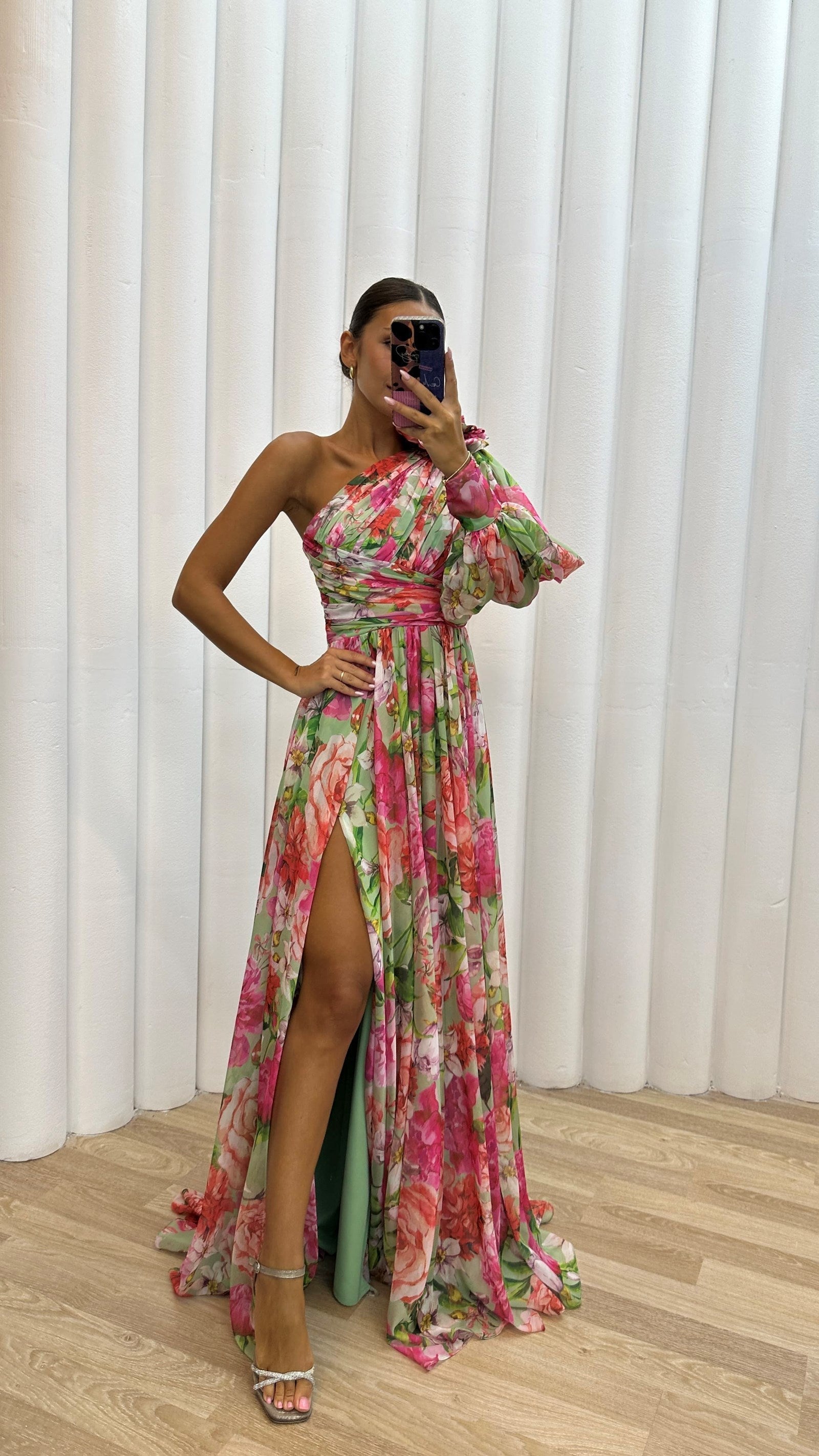 Orsola | Elegante Maxi-jurk met één schouder voor vrouwen - Soepelvallende pasvorm