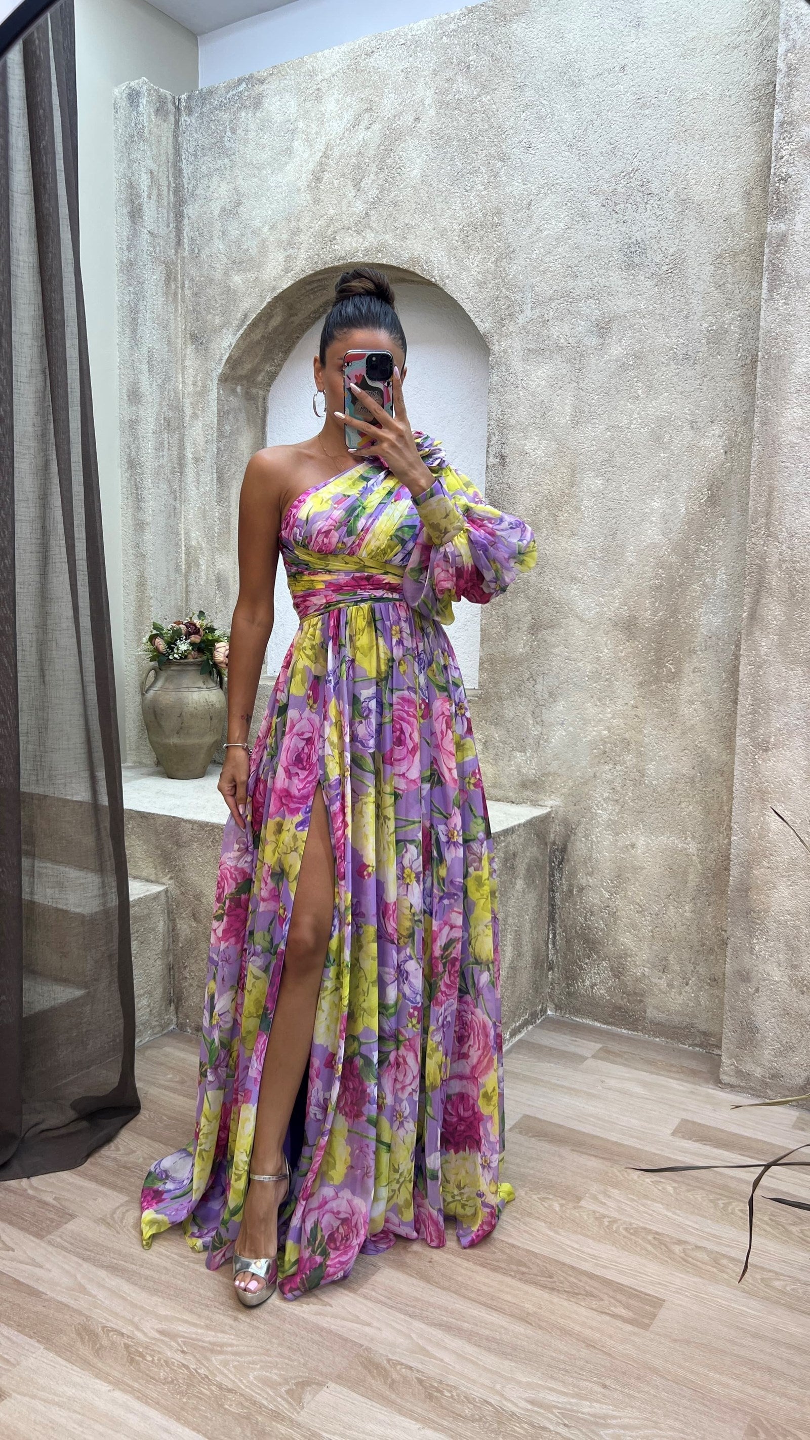 Orsola | Elegante Maxi-jurk met één schouder voor vrouwen - Soepelvallende pasvorm