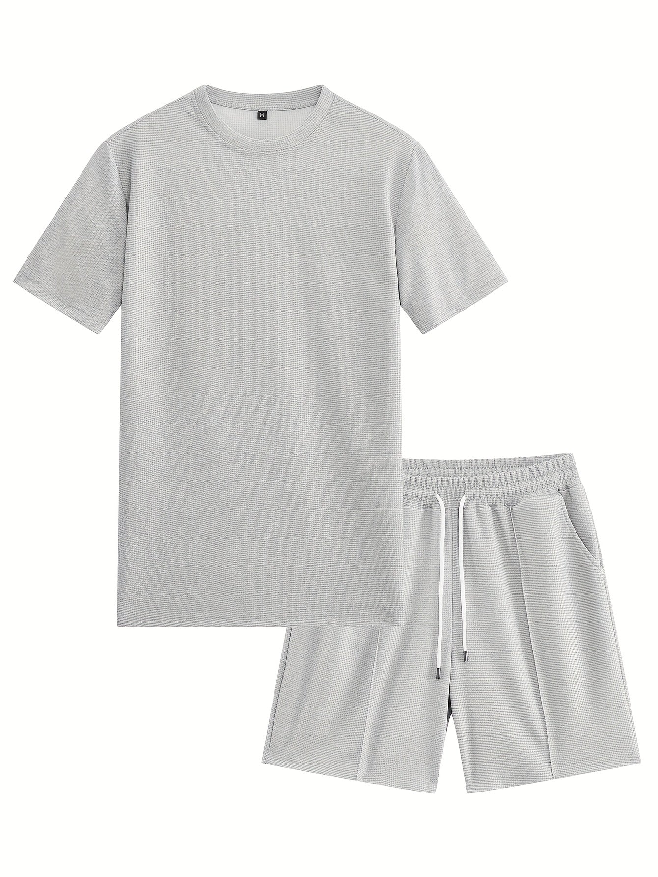 Lorien | Herenset 2-delige zomersportkleding - gebreid wafel T-shirt & koordshort
