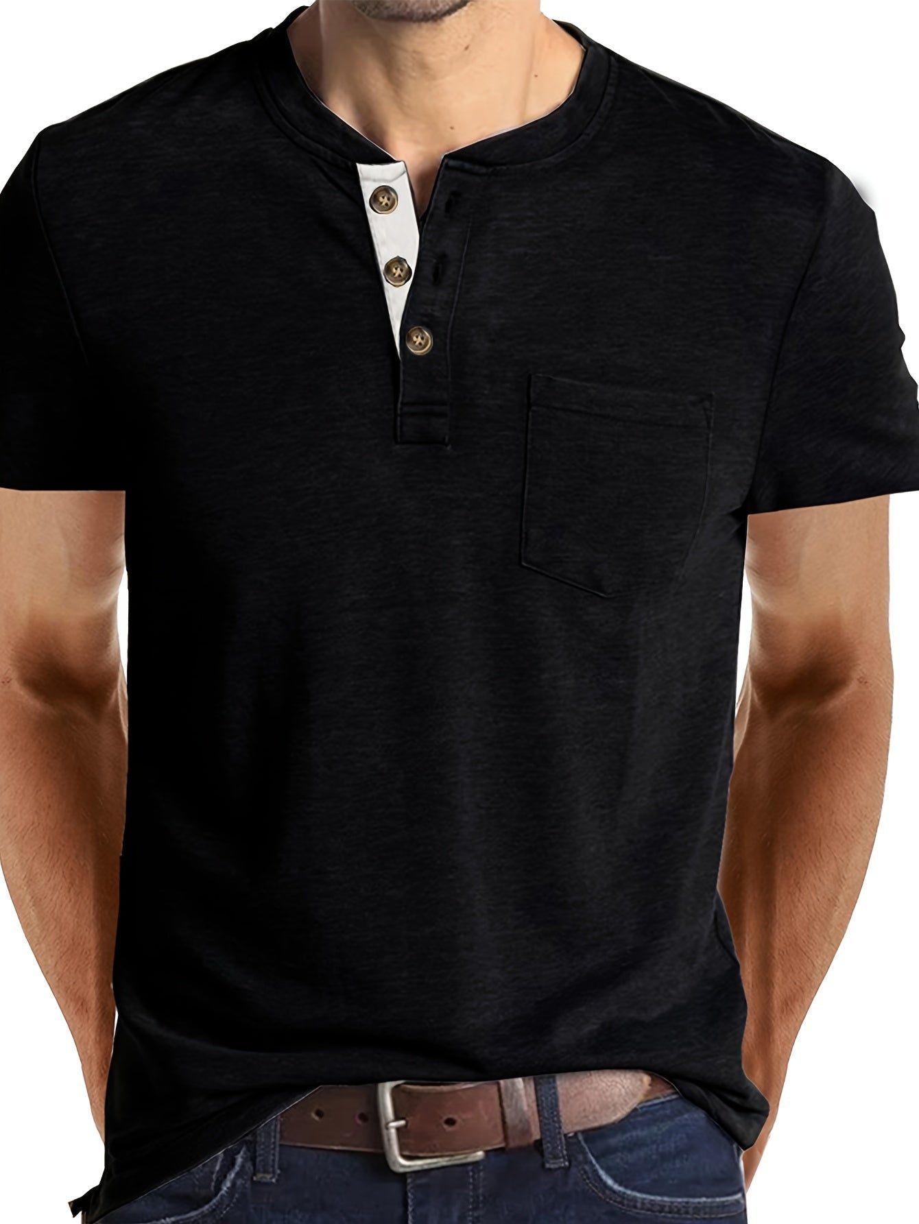 Ewald | Klassiek Henley Overhemd voor heren - Korte Mouwen, Trendy & Comfortabel voor Dagelijks Dragen
