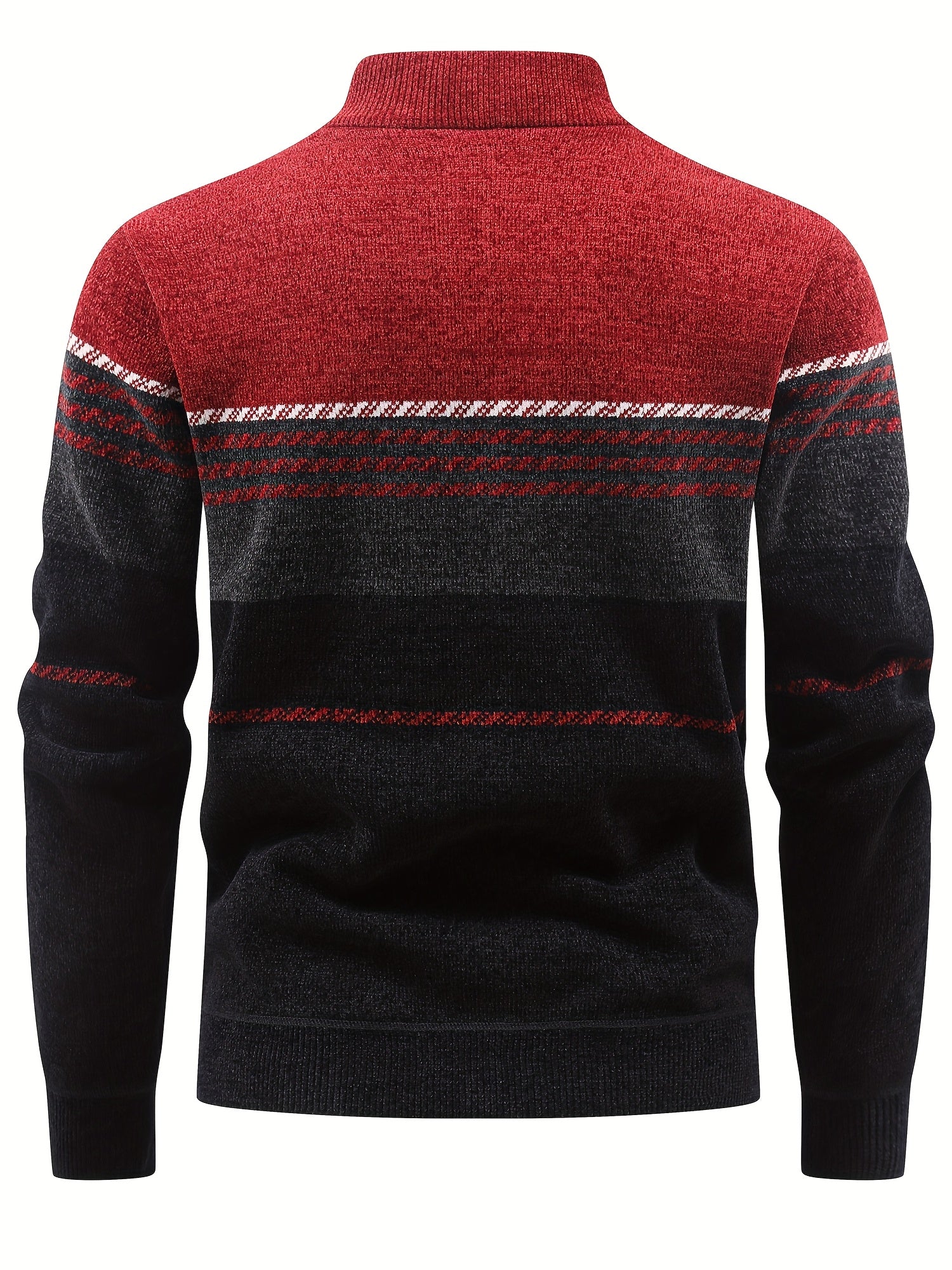Valter | Heren sweater met fleecevoering en ritssluiting – Warme pullover met kleurblokken en strepen