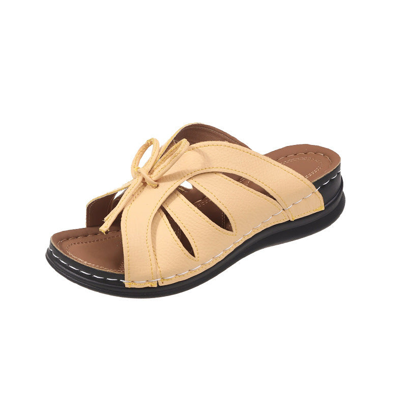 ChicSole | Orthopedische Leren Zomerslippers - Vrouwen met steun voor de voetboog Strik Sandalen