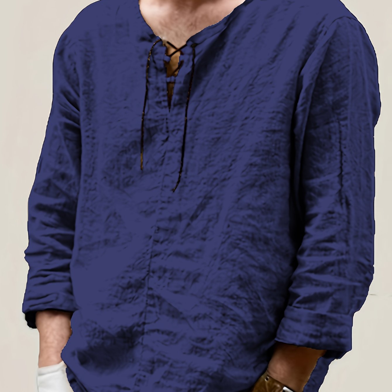 Arne | Herenhemd van katoen linnen - lange mouwen, casual los model, strikkraag