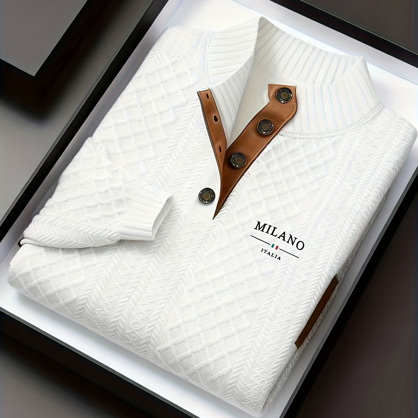 Denric | Standkraag jacquard gebreide trui, gestructureerde pullover voor herfst- en winterkleding, warme outdoor trui