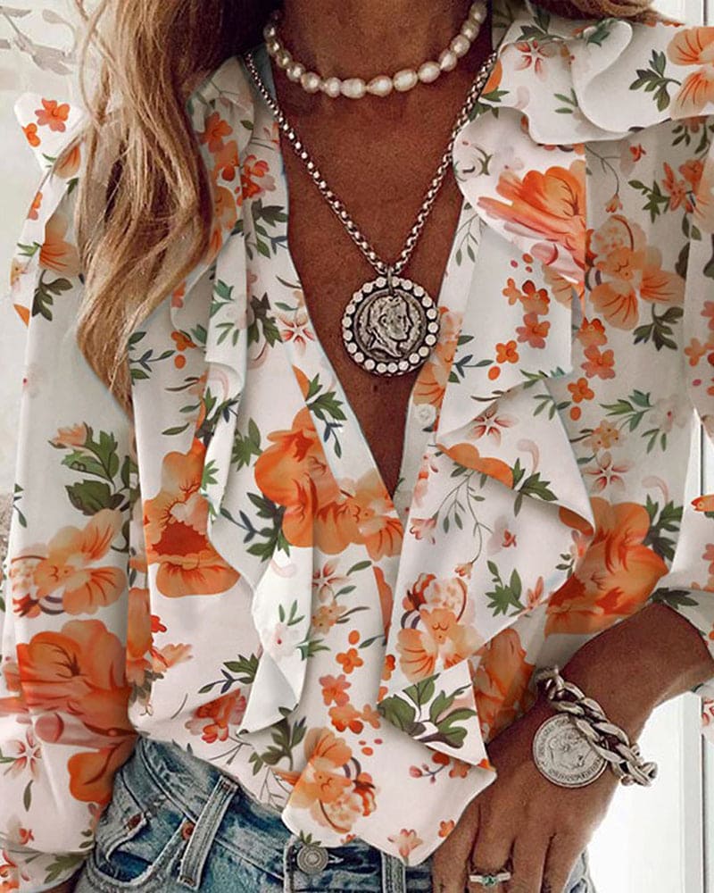 Halyss | Overhemd met lange mouwen met ruches en knoopjes - Elegante blouse voor kantoor en weekend