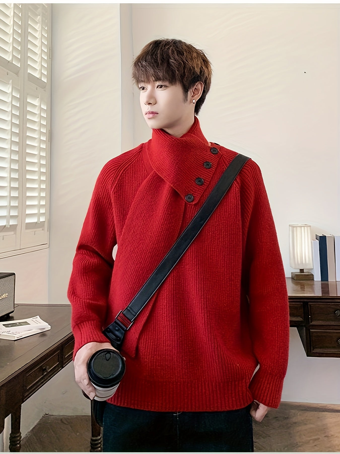 Saelric | Zachte thermische pullover voor heren – Losse pasvorm, ontwerp met knoopsluiting, casual en winterbreiwerk