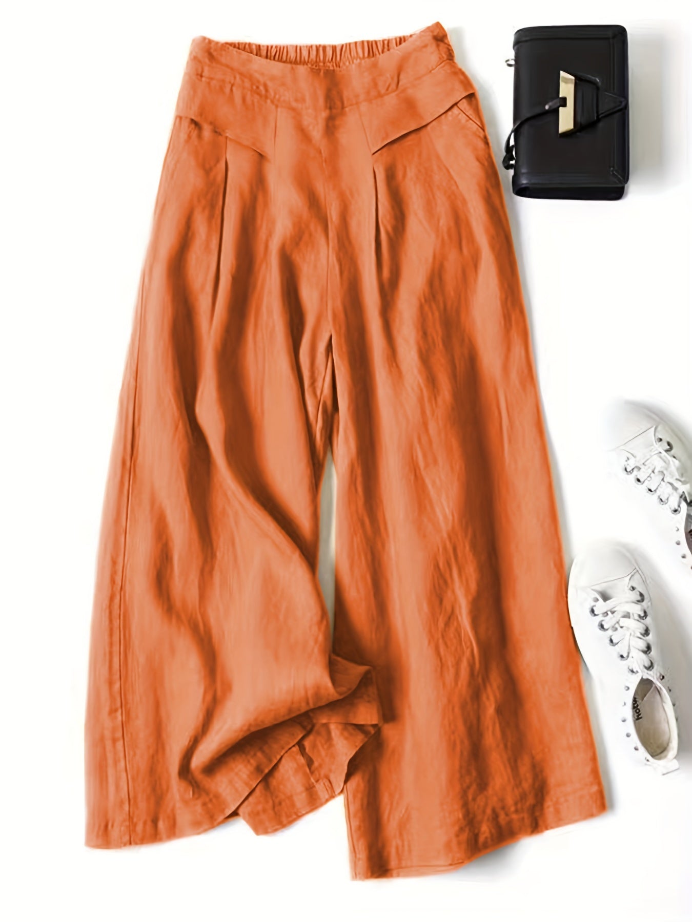 Maxie | Damesbroek met wijde pijpen van viscose linnen - Retro Casual Zomerbroek