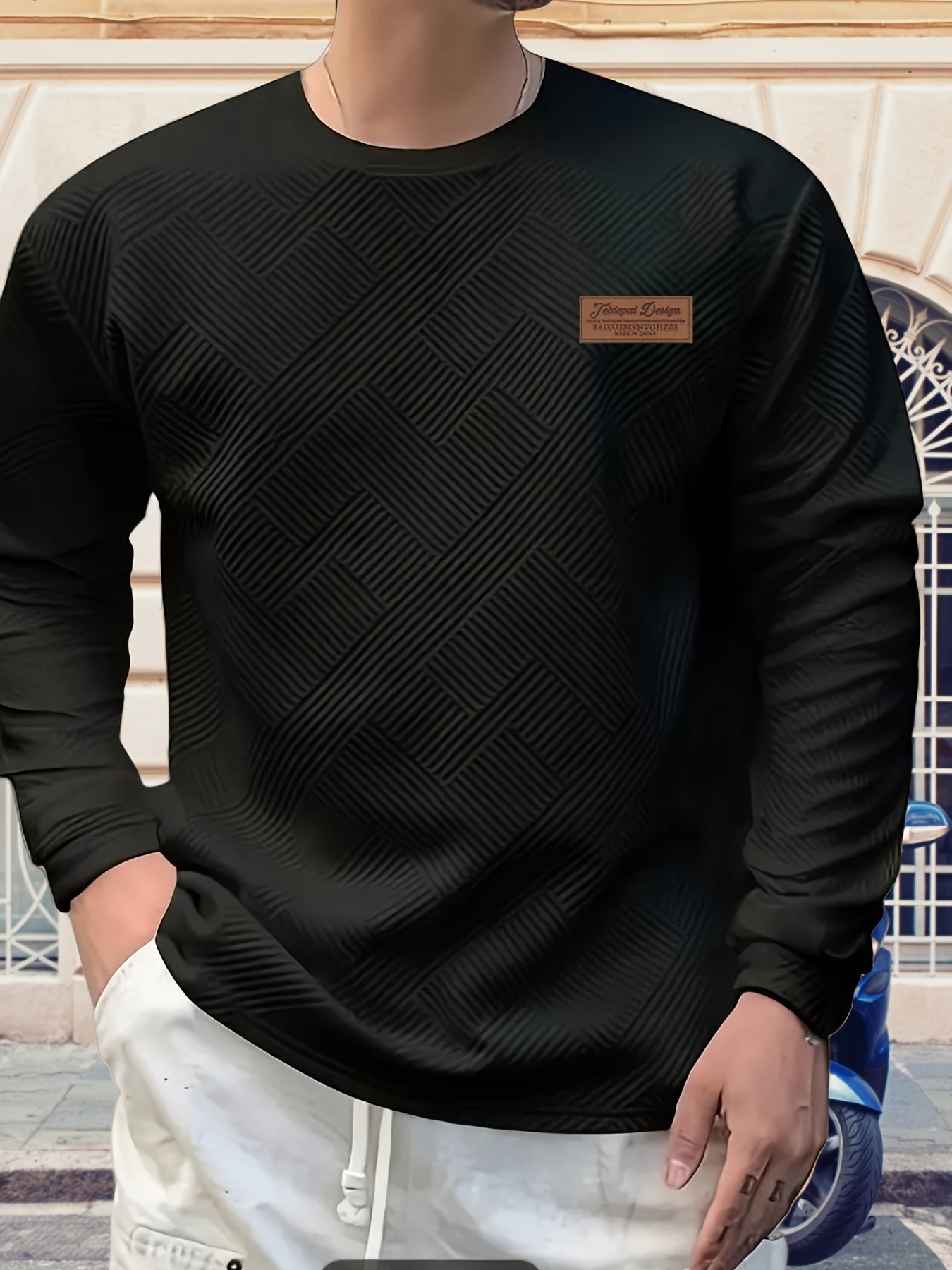 Eirikur | Zwaar geometrisch sweatshirt met ronde hals – Casual pullover, comfortabel in de herfst en winter