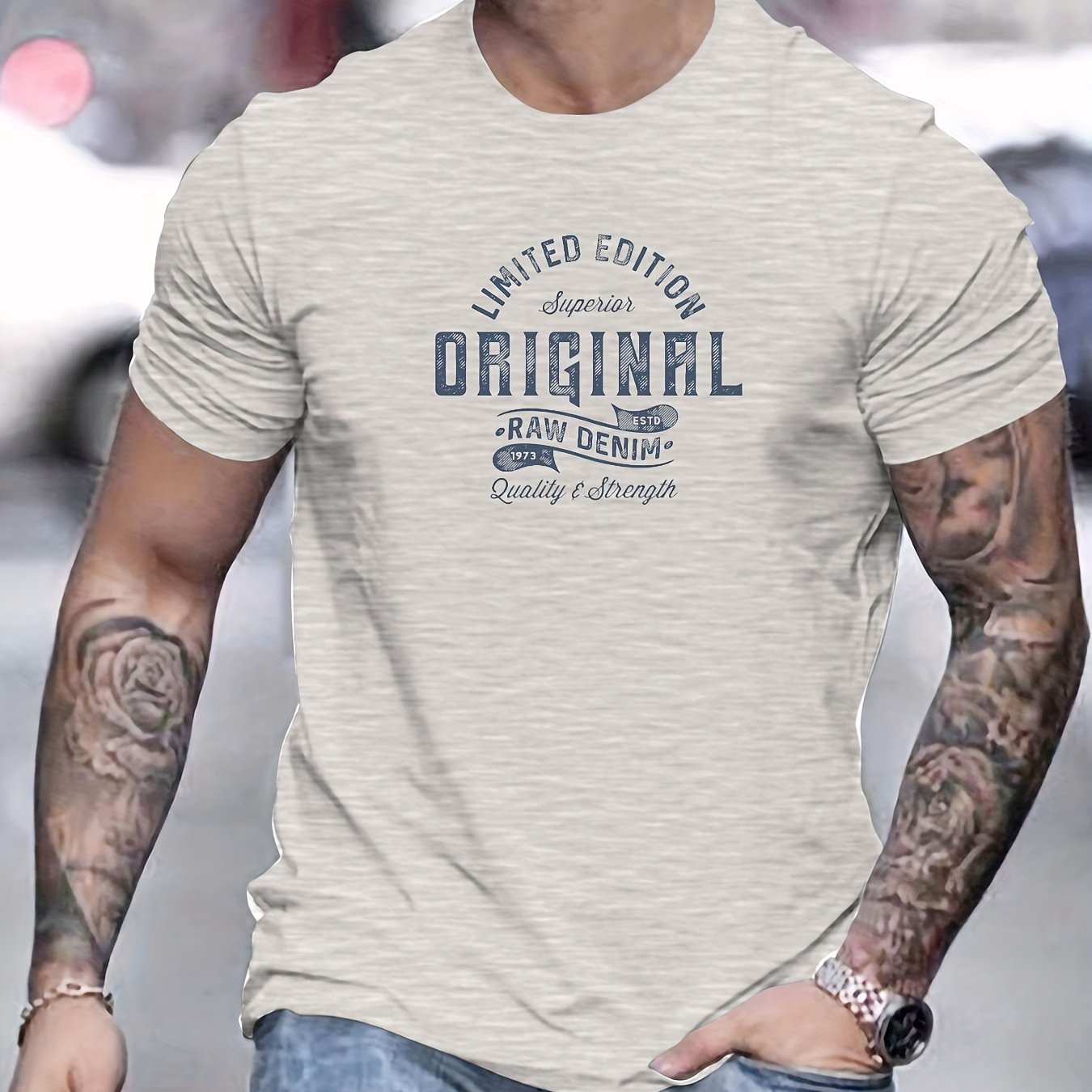 Xaver | Basis T-shirt van katoen voor heren - Casual T-shirt met grafische print, zomer T-shirt