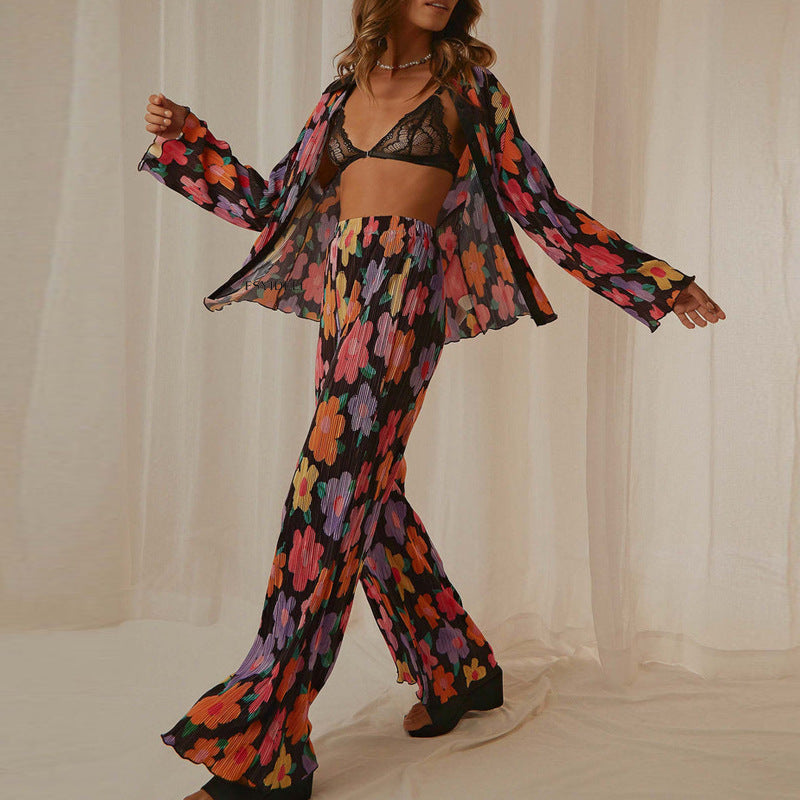 Calyssa | Kleurrijke bloemen 2-delige set voor dames - Top & Broek met bloemenprint