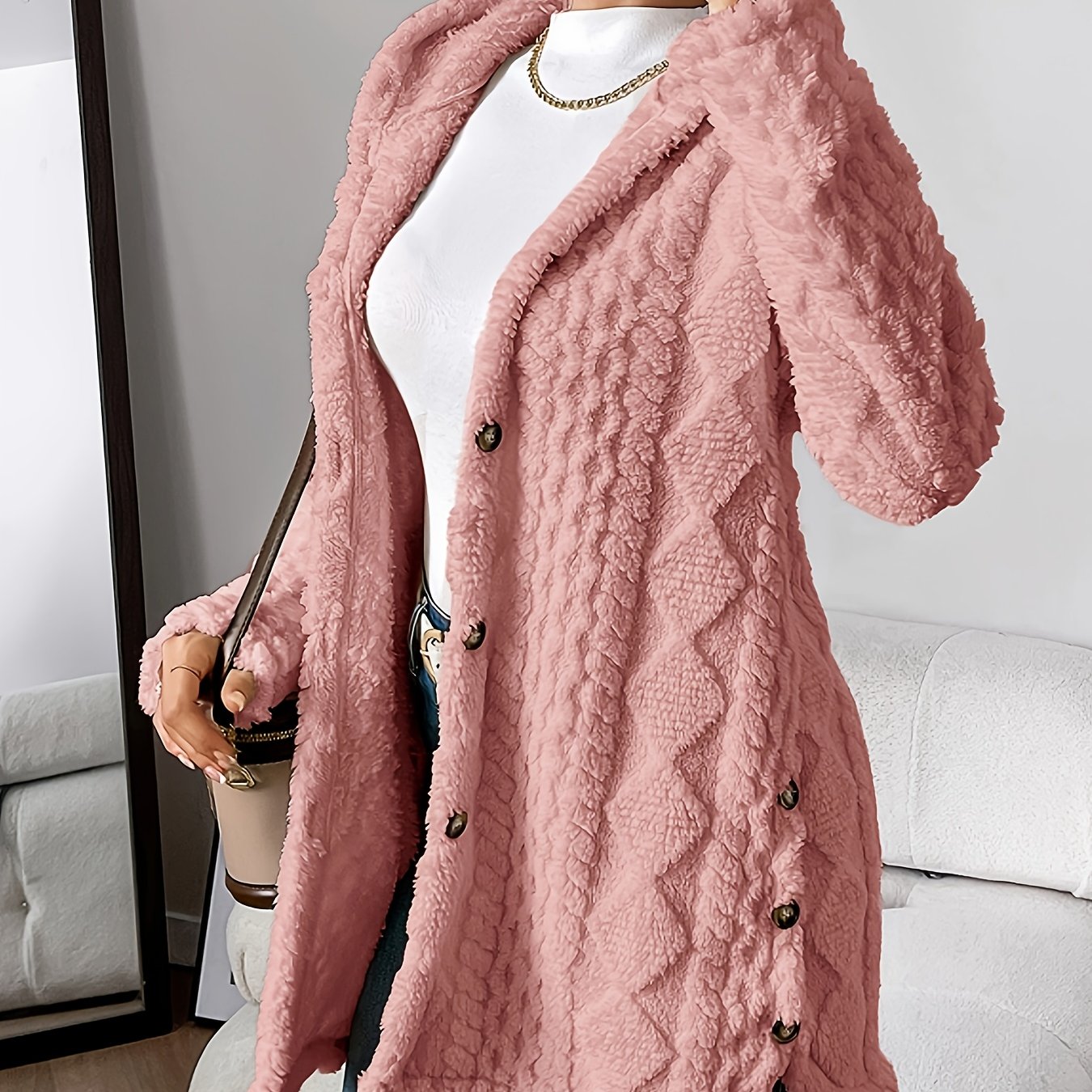 Palithra | Dames Fluffy Lang Capuchonvest – Losse Pasvorm, Zachte Nepbont voor Herfst & Winter