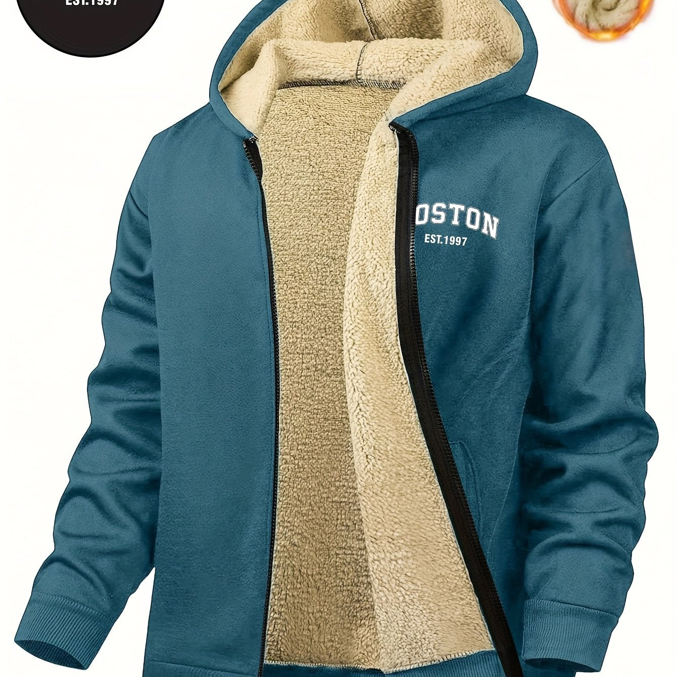 Zayden | Heren fleece gevoerde hoodie met ritssluiting – Casual hoodie met letterprint