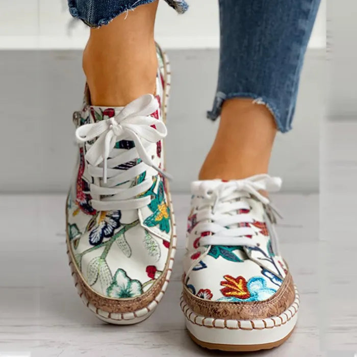 PetalWalk | Geborduurde Canvas Sneakers voor dames - Casual Modeschoenen voor de zomer