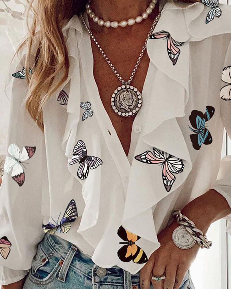 Halyss | Overhemd met lange mouwen met ruches en knoopjes - Elegante blouse voor kantoor en weekend