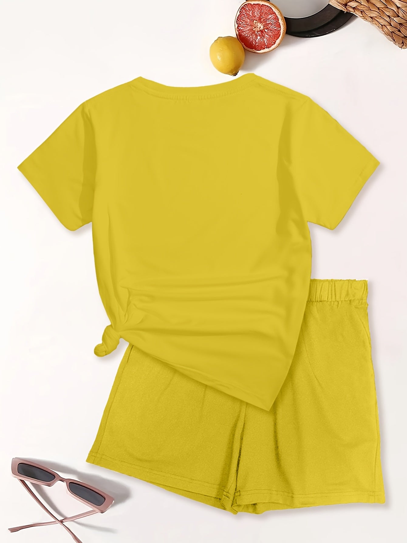 Delora | Dames 2-delige set met grafische print - T-shirt met korte mouwen & koordshort