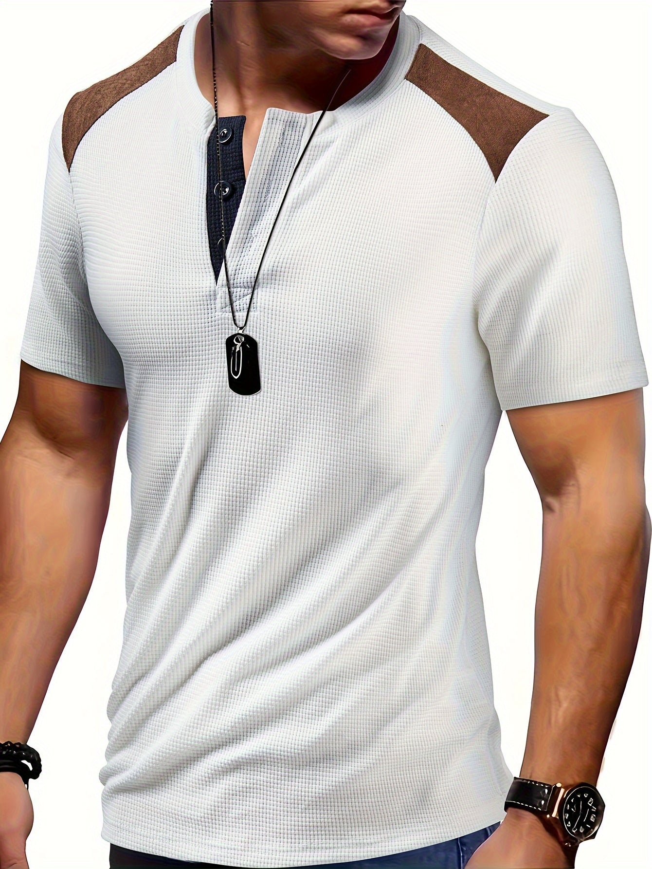 River | Herenhemd met wafelstructuur - Casual shirt met korte mouwen en twee kleuren