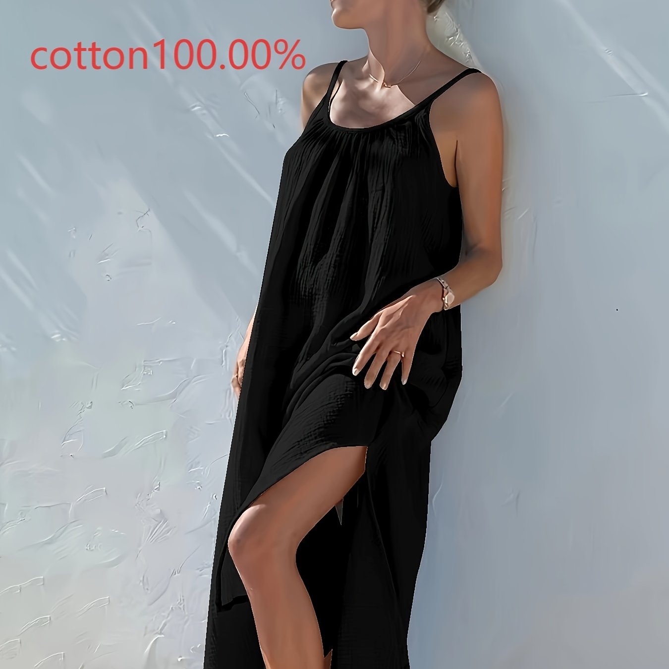 Aelira | Mouwloze Maxi jurk met ruches en split aan de zijkant - Vakantie Casual Zomerjurk
