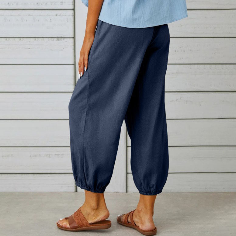 Aneliya | Damesbroek met hoge taille en losse wijde pijpen - rechte casual zomerbroek