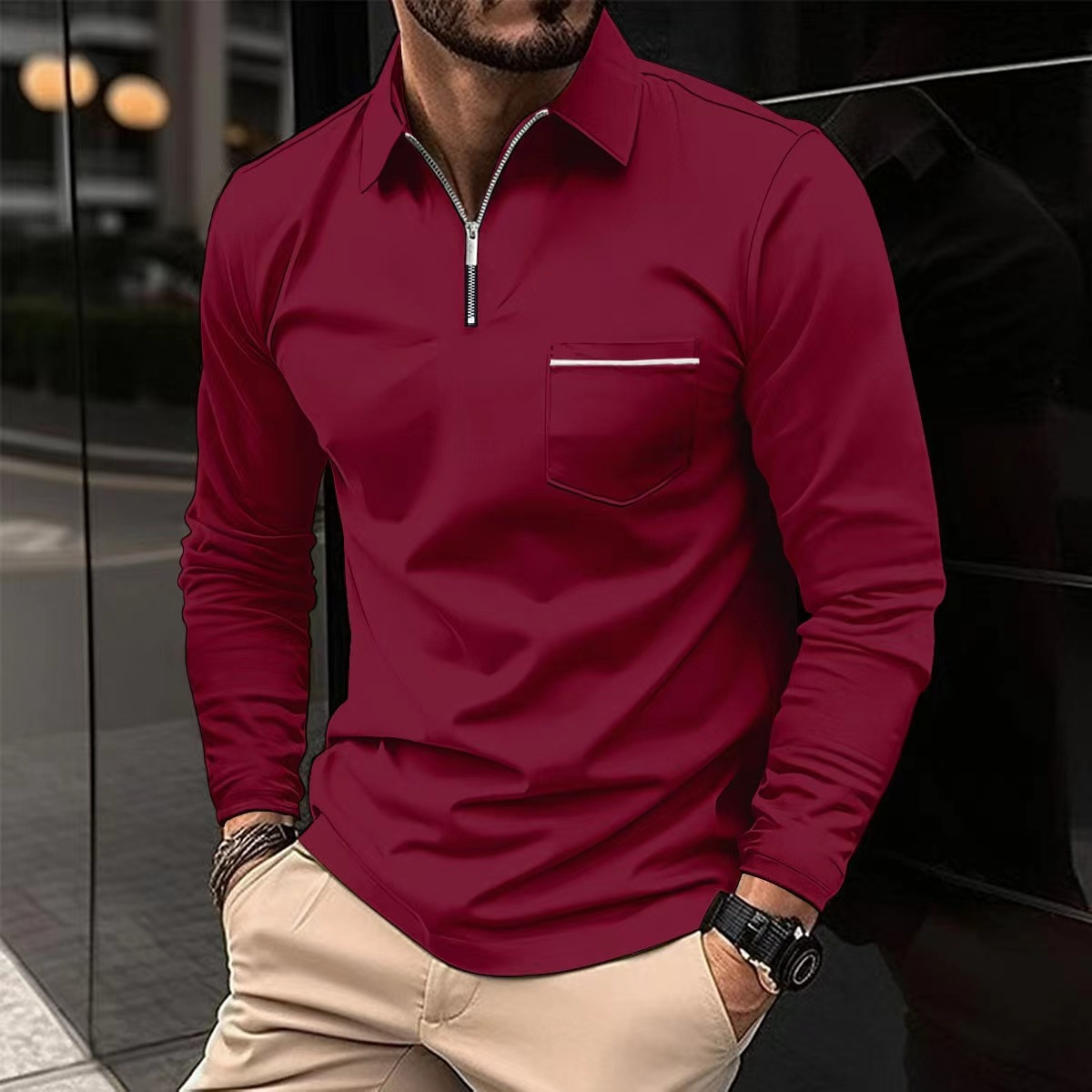 Cassiel | Heren poloshirt met lange mouwen – Klassiek casual herenshirt, comfortabel en ademend