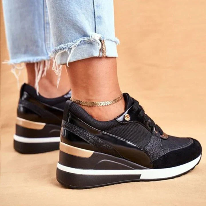 Elevique | Dames Orthopedische Metallic Hooggehakte Sneakers - Modieuze Comfort Schoenen