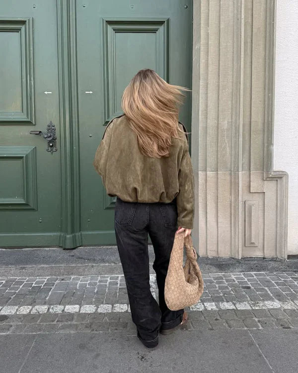 Alvressa | Stijlvolle bomberjas voor dames, suède-look, lichtgewicht, casual, trendy bovenkleding