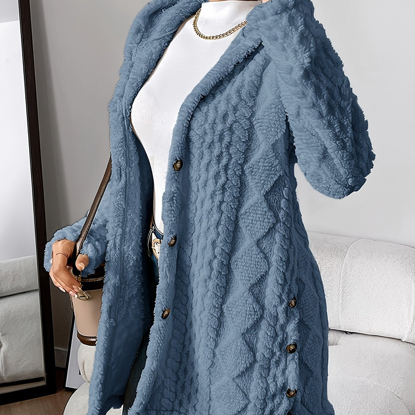 Palithra | Dames Fluffy Lang Capuchonvest – Losse Pasvorm, Zachte Nepbont voor Herfst & Winter