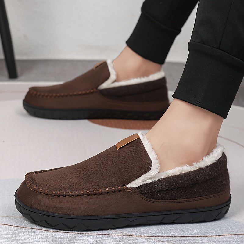 Furrion | Herenloafers met bontvoering – Instap slippers met traagschuim, casual herfst-/winterschoenen