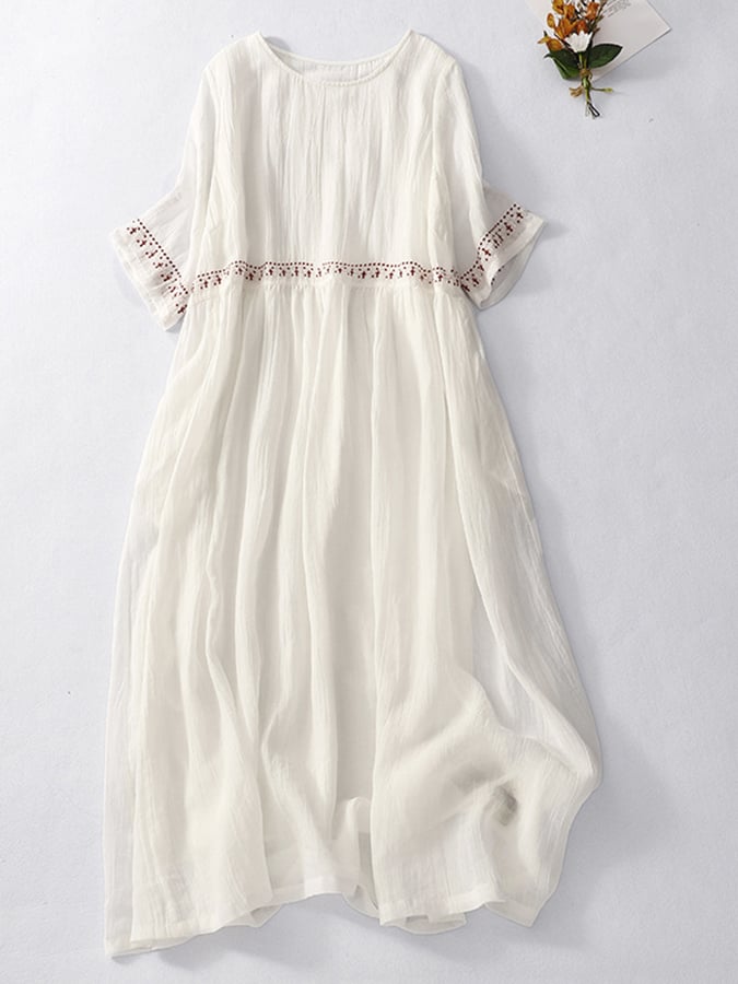 Raniah | Boho Maxi Jurk - Soepel vallende lichtgewicht zomerjurk met halve mouwen, ademende stof