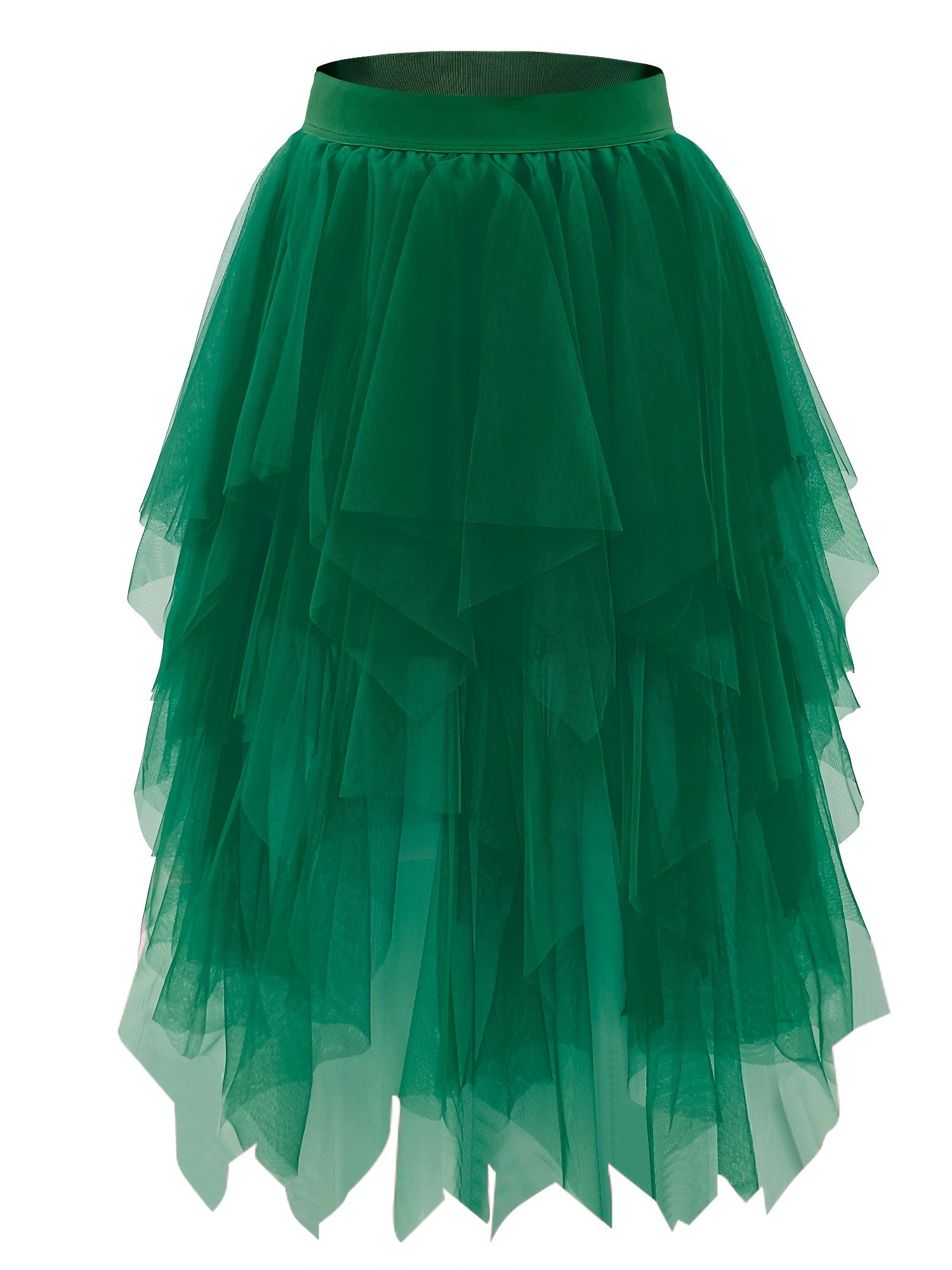 Viorica | Elegante damesrok in tule - gelaagd mesh, asymmetrische zoom, vloeiende midirok
