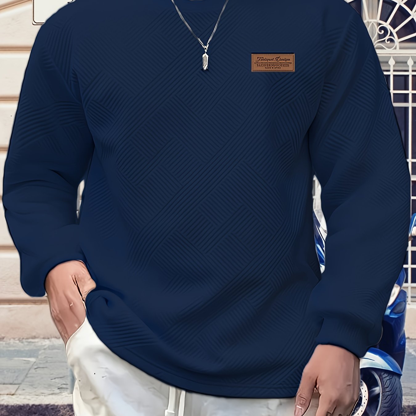 Eirikur | Zwaar geometrisch sweatshirt met ronde hals – Casual pullover, comfortabel in de herfst en winter
