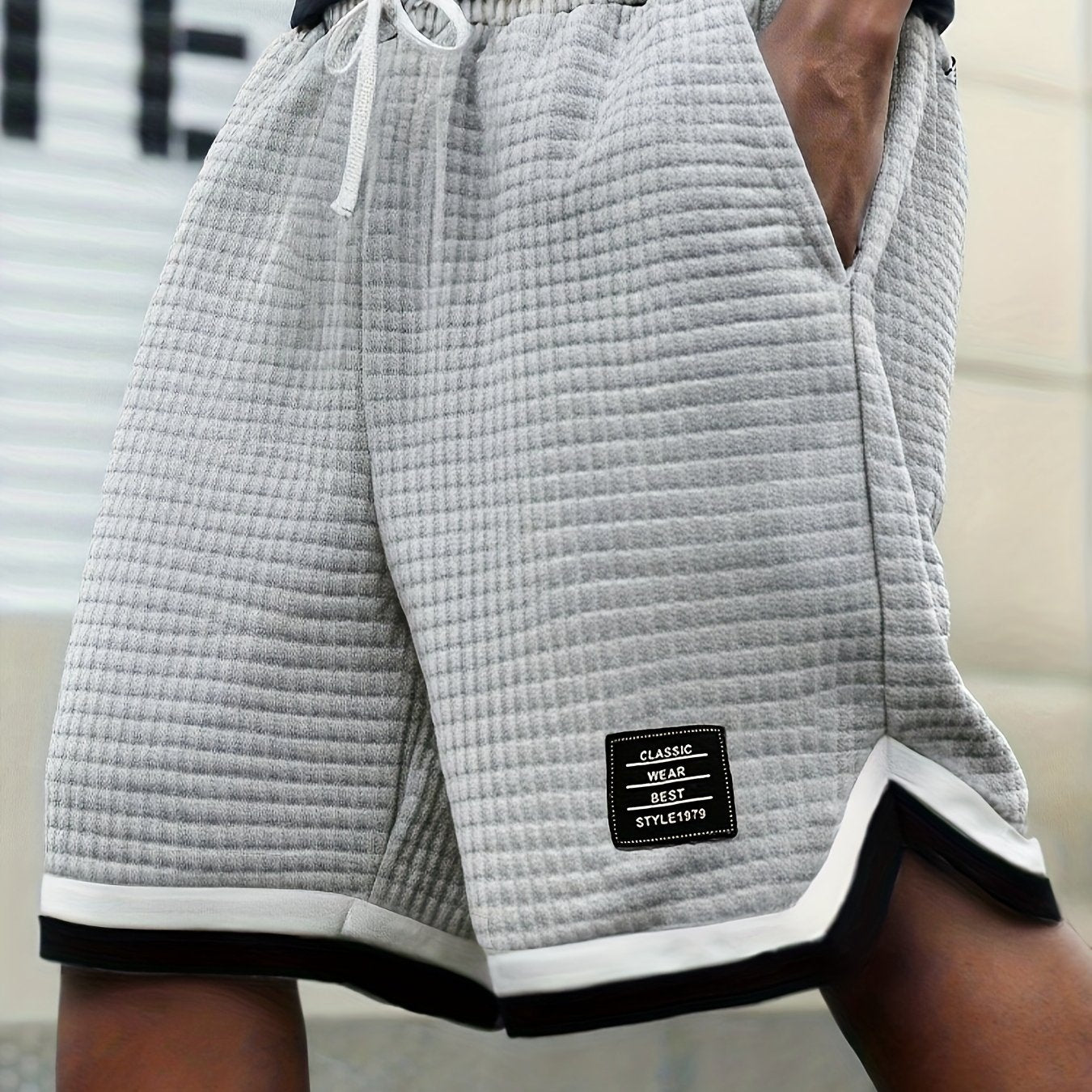 Trenton | Casual geruite gebreide herenshort - kleurblok, koordje