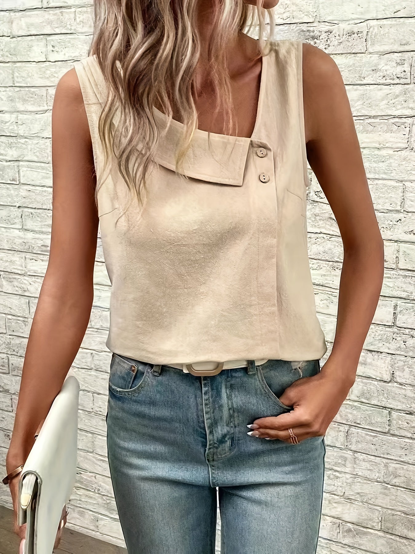 Fiametta | Asymmetrische Hals Mouwloze Tank Top - Casual Top voor Vrouwen